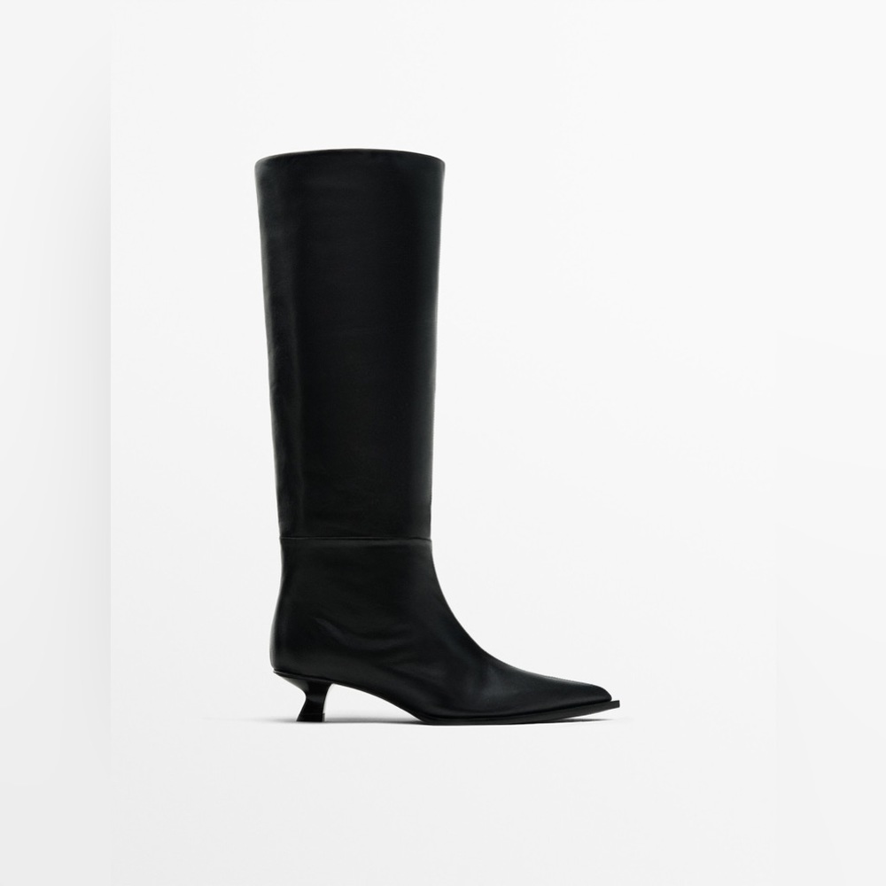 Massimo Dutti Heeled Leather Boots - Limited Edition